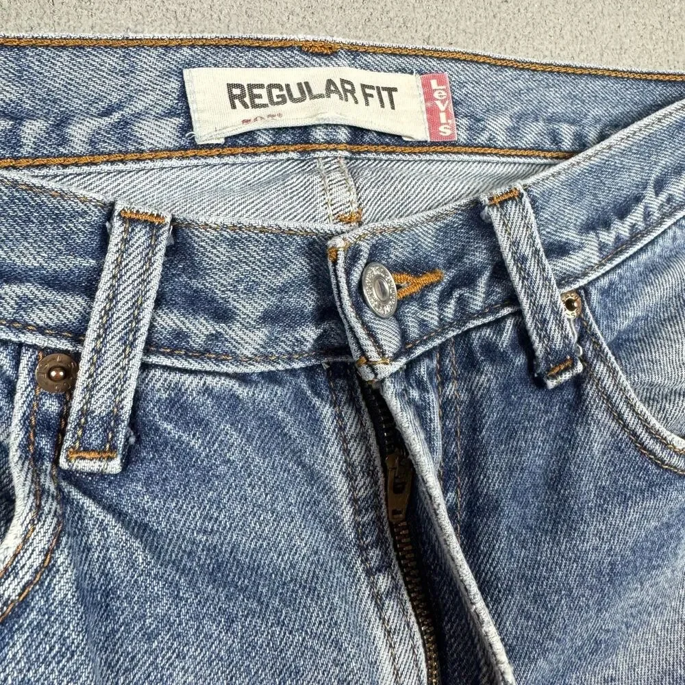 Levis 505 Jeans 32x32 Men's Regular Fit Light Wash Distressed Faded Denim